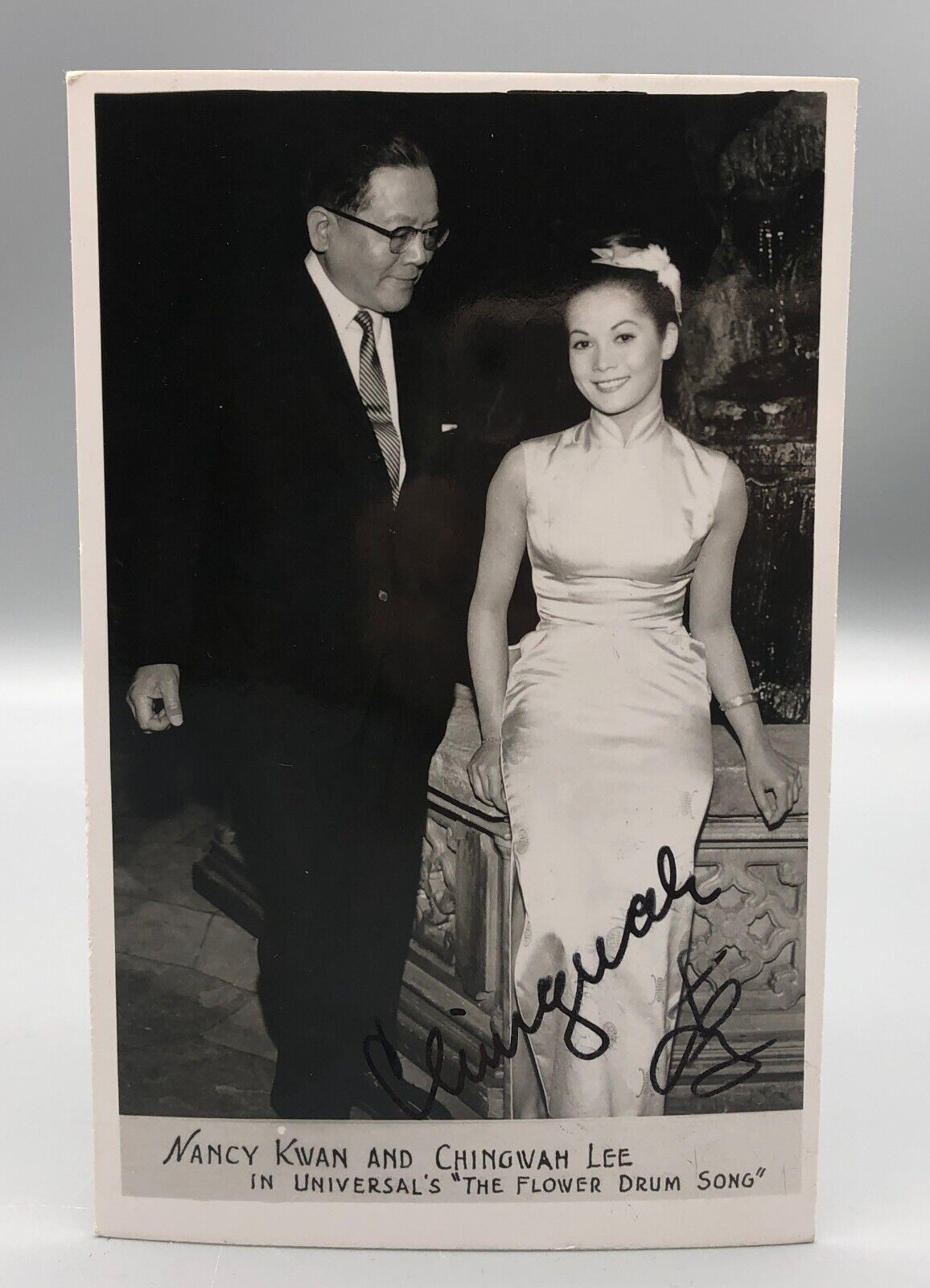 1961 RPPC Real Photo Celebrity Kwan & Ching Wah Lee Autographed Flower Drum Song