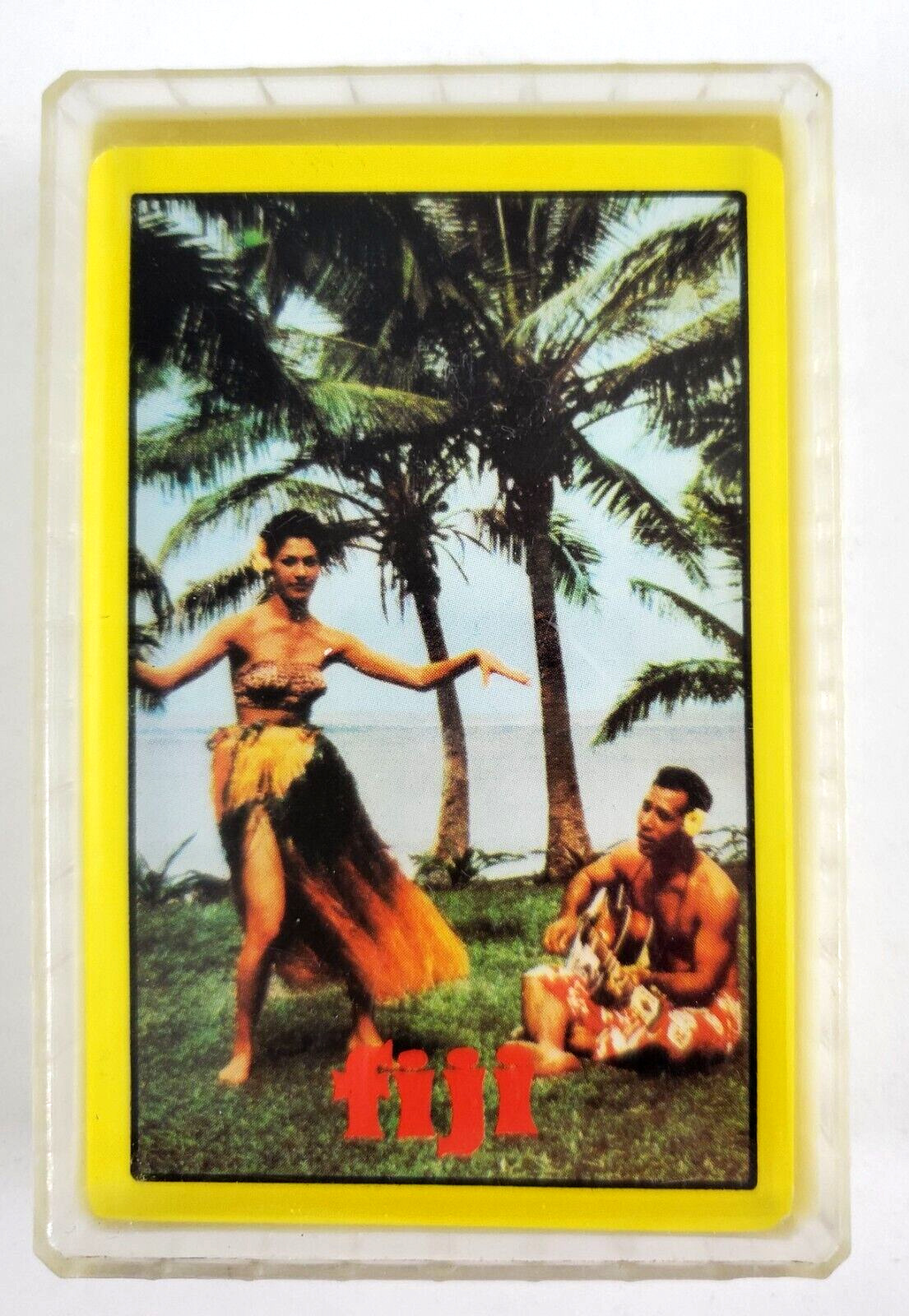 Fiji Islands Meke Guitar Palm Tree Vintage Playing Cards With Case Souvenir