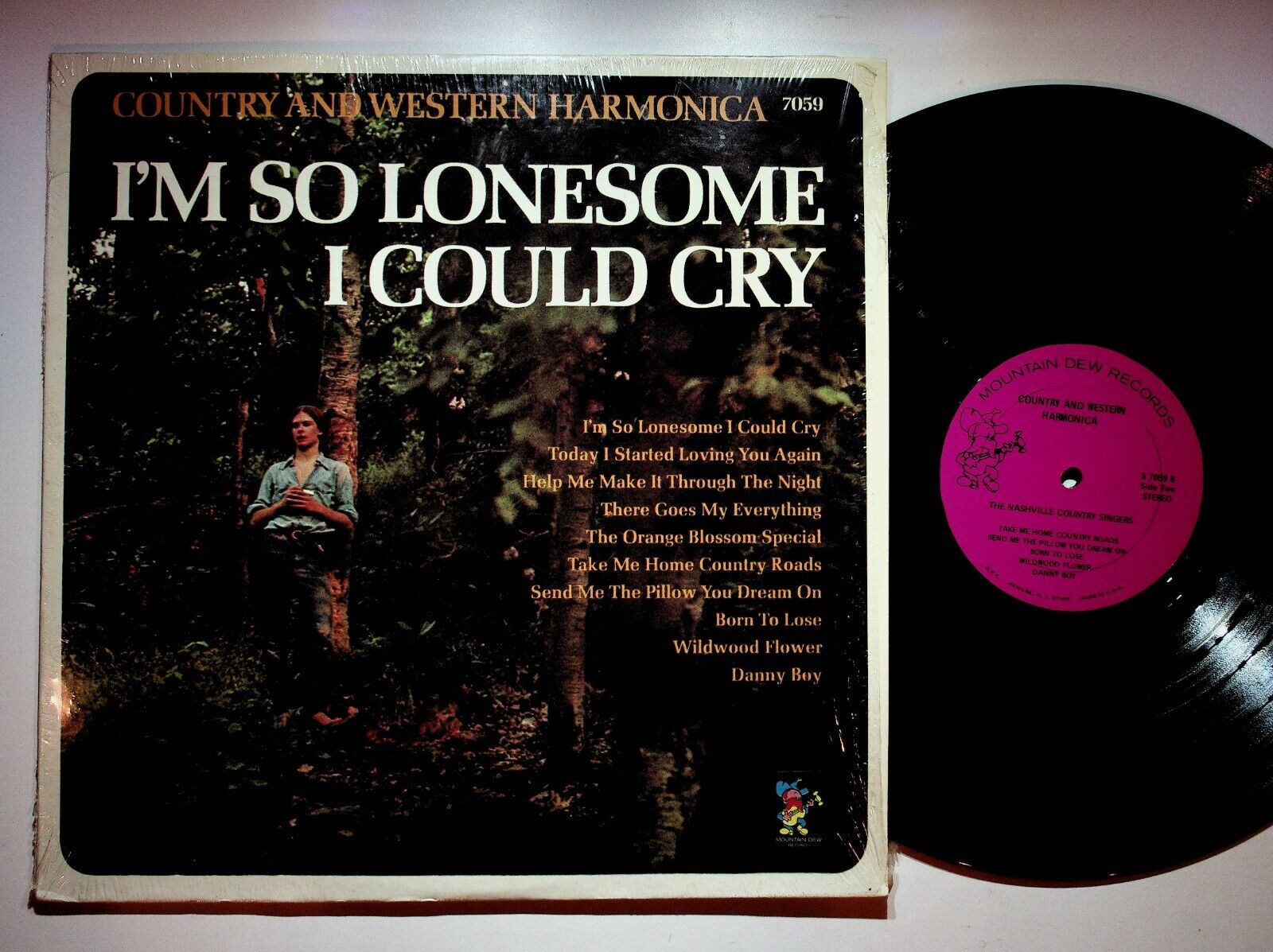 1972 Country & Western Harmonica I\'m So Lonesome I Could Cry Vinyl LP Record VG+