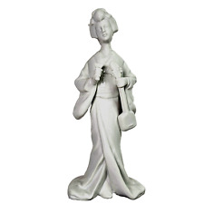 White Porcelain Japanese Music Geisha Figurine 8.5
