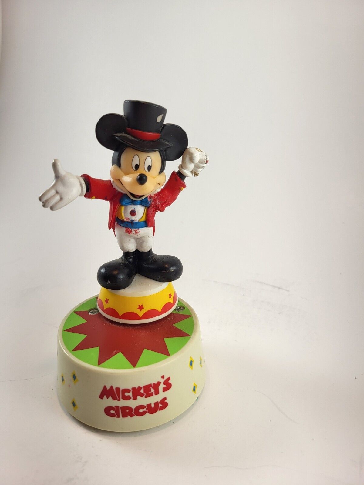 Vintage Disney Schmid Music Box Mickey Pluto Ringmaster Plays It's A Small World