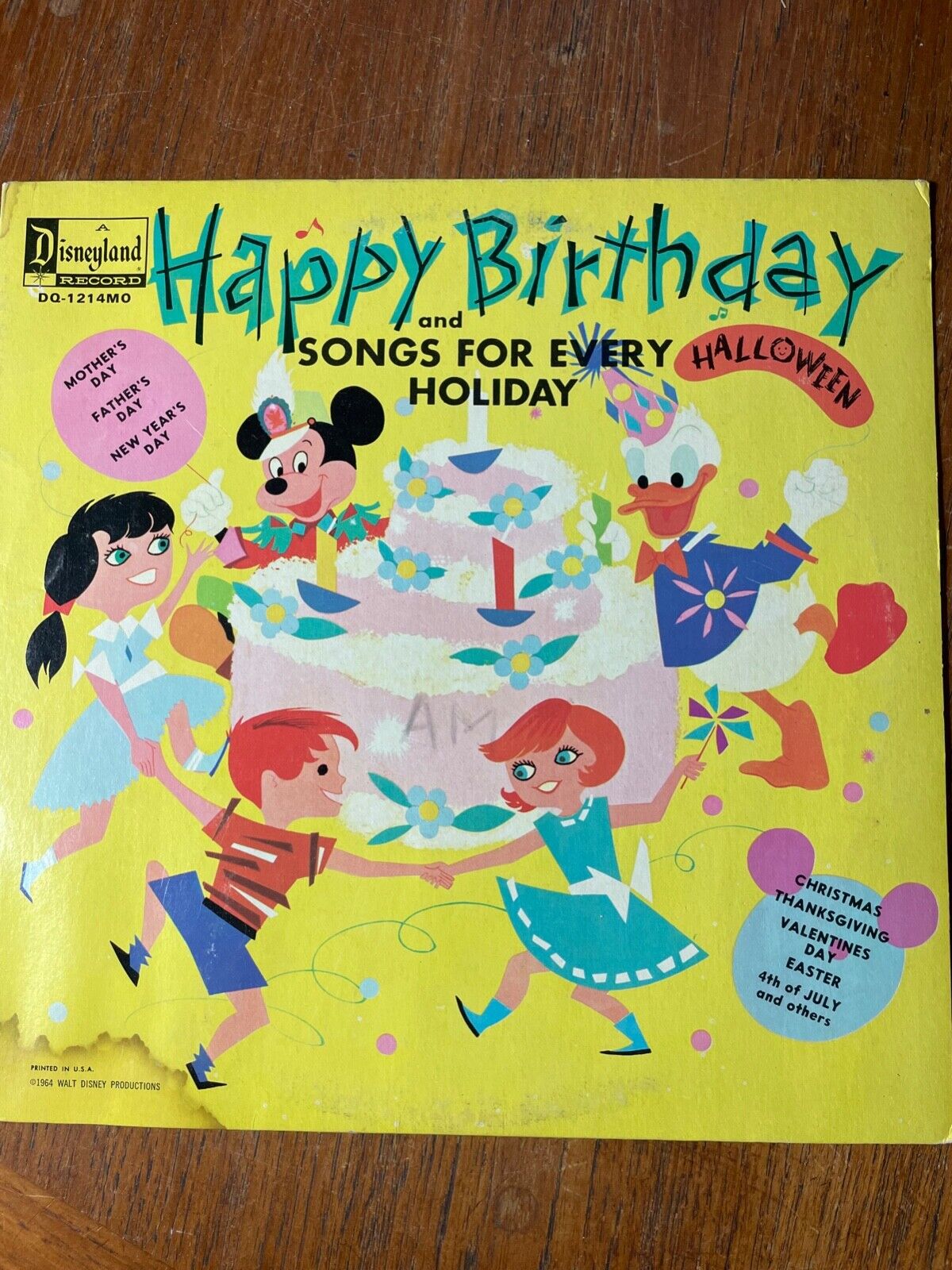 Walt Disney- Happy Birthday And Songs For Every Holiday Vinyl LP DQ-1214MO 1970