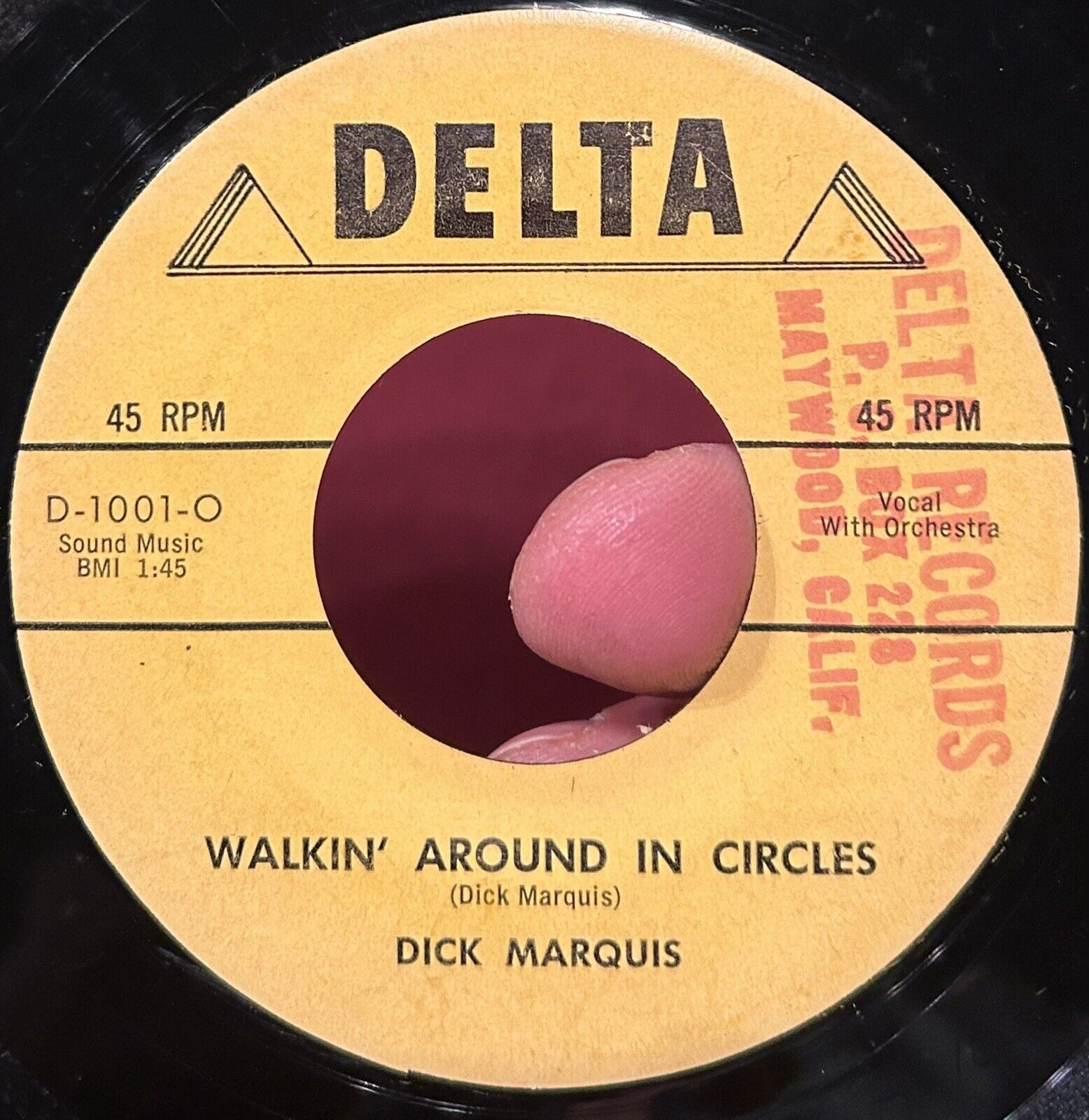 Rockabilly Rock 45 DICK MARQUIS Walkin Around In Circles DELTA NM CLEAN OG *