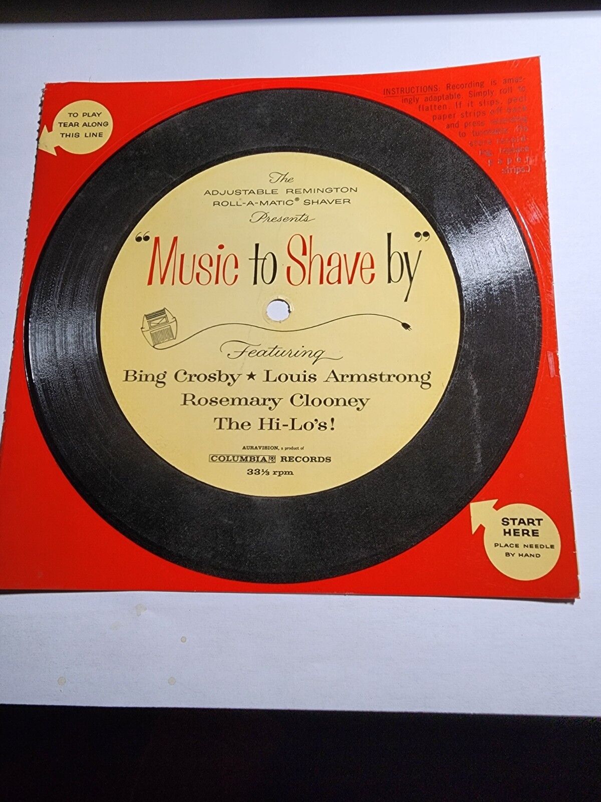 Vintage Remington Music To Shave By Record  -Columbia VG F323