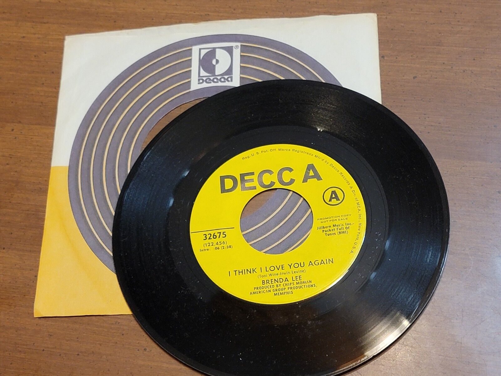 Vtg 1970 45 RPM Brenda Lee – I Think I Love You Again Decca PROMO VG+
