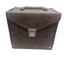 45 RPM Record Carrying Storage Case Vintage Brown Vinyl 8x8x5 inches picture
