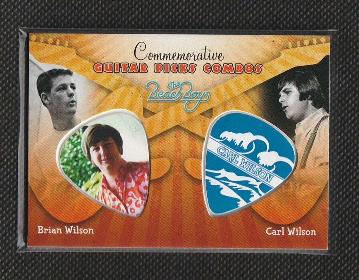 2013 Panini BEACH BOYS COMMEMORATIVE GUITAR PICK COMBOS DUAL BRIAN & CARL WILSON