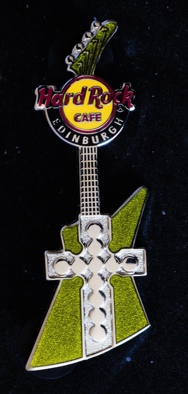 Hard Rock Cafe EDINBURGH 2007 Green Cross Guitar Series Pin LE 250