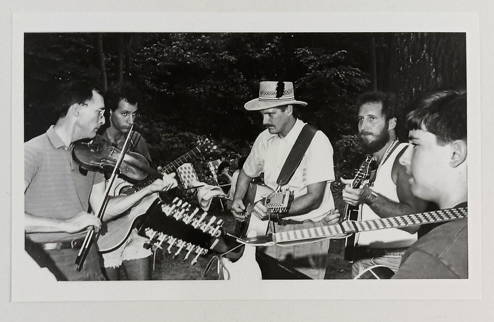 1980s Bluegrass Folk Musician Circle 12 String Guitar Fiddle Mandolin VTG Photo