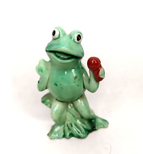 Vintage Enesco Musical Green Frog Figurine Musician Shaker 1978 Ceramic picture