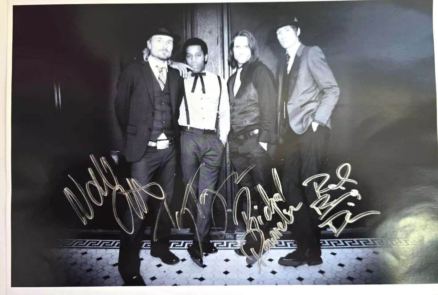 Vintage Trouble Hand Signed presentation A4 on glossy print by Band Members
