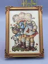 Pull String Vintage Music Box West Germany Litho Hummel Picture Frame Gold picture