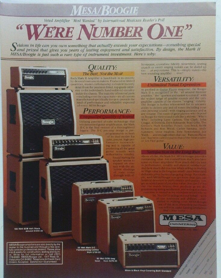 retro magazine advert 1984 MESA / BOOGIE