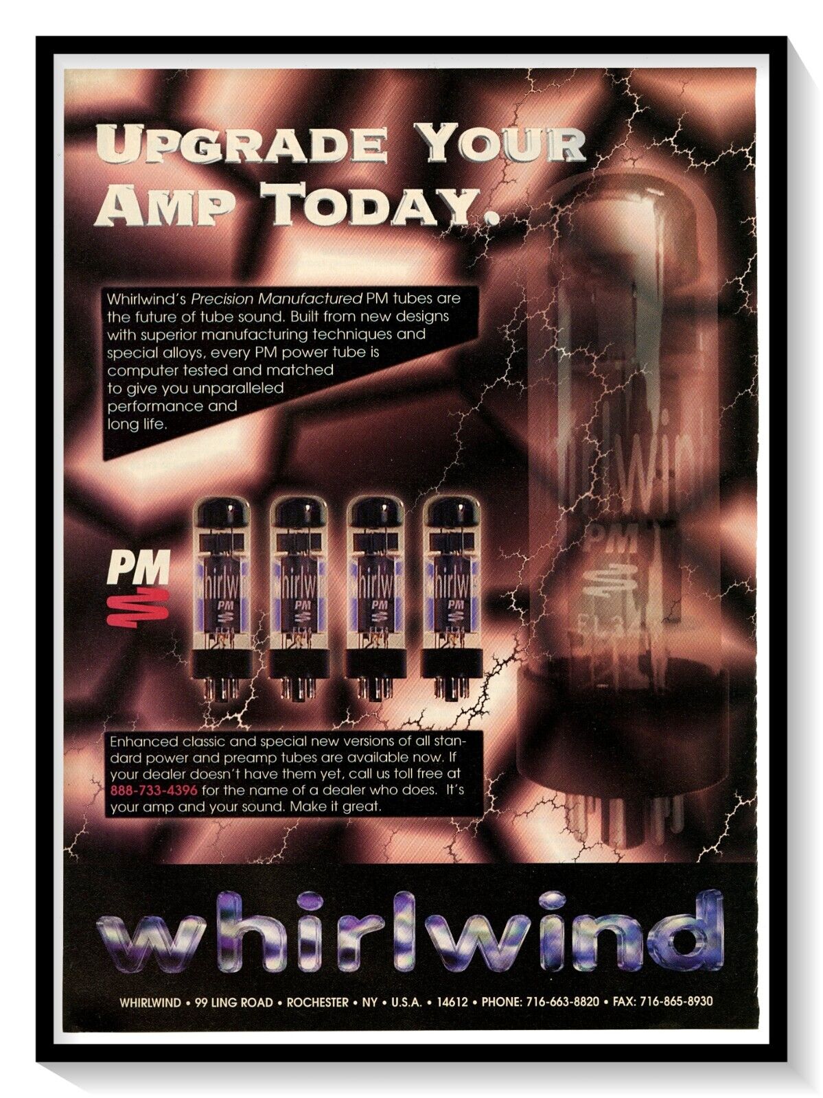 Whirlwind PM Guitar Tubes Print Ad Vintage 1997 Magazine Advertisement
