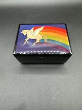 Vintage Black Lacquered Unicorn and Rainbow Music Box Plays Fur Elise Tested picture