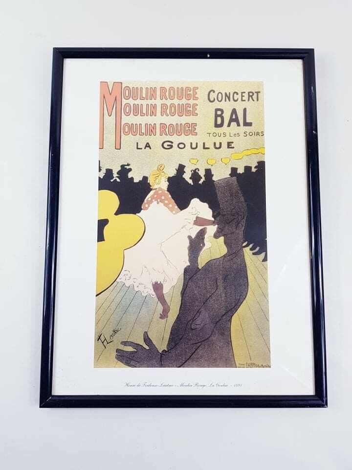 Vintage 1891Moulin Rouge Concert Bal La Goulue picture Framed