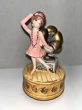 Vintage 1974 Spencer Gifts Ceramic Music Box Made In Japan  Flapper Girl picture