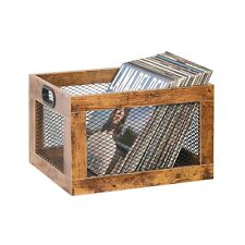 Vinyl Record Storage Crate Wooden Record Holder, Classic Cube Record Organize... picture
