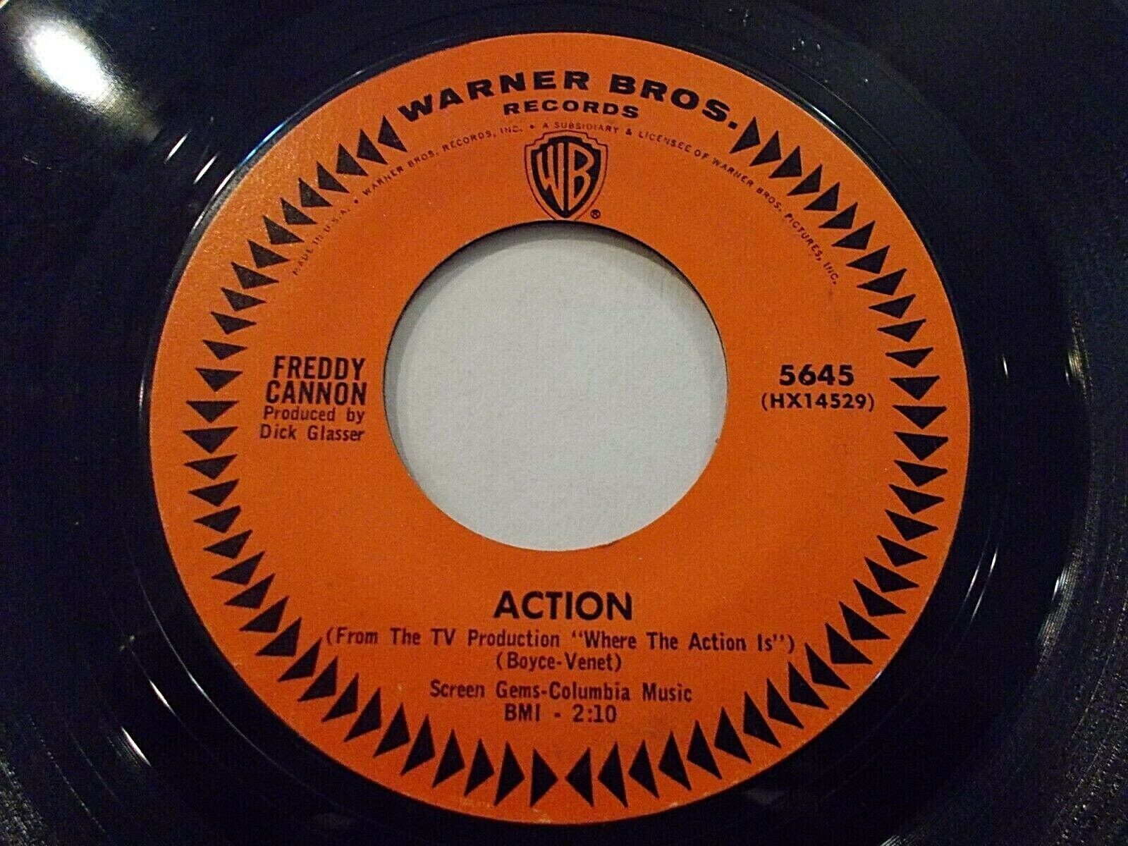Freddy Cannon Action / Beachwood City 45 1965 WB Vinyl Record
