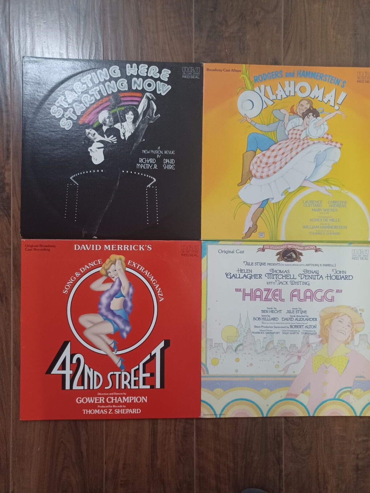 Vtg Lot of 4 Broadway Musicals Vinyl LPs - Merrick 42nd Oklahoma Hazel Flagg