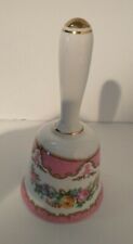 Vtg Crown Staffordshire Bell China, Lyric Tunis Pink Scalloped Floral Gold Trim picture
