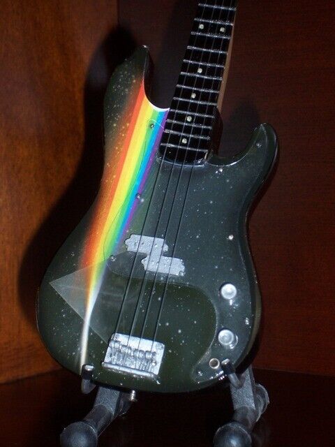 Miniature Galaxy Bass Guitar PINK FLOYD ROGER WATERS Display FREE STAND Gift