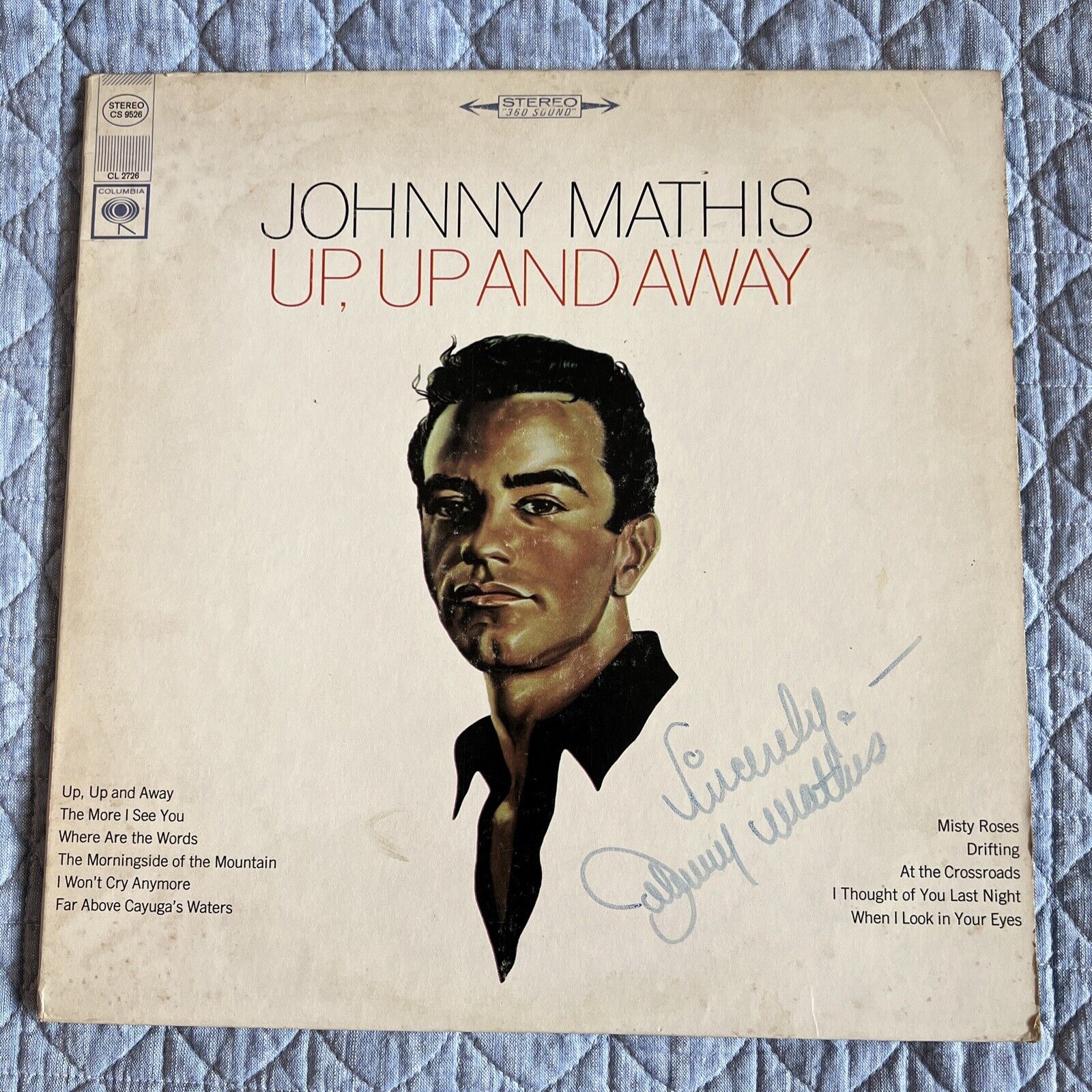 SIGNED Johnny Mathis Up Up And Away LP Vinyl Album