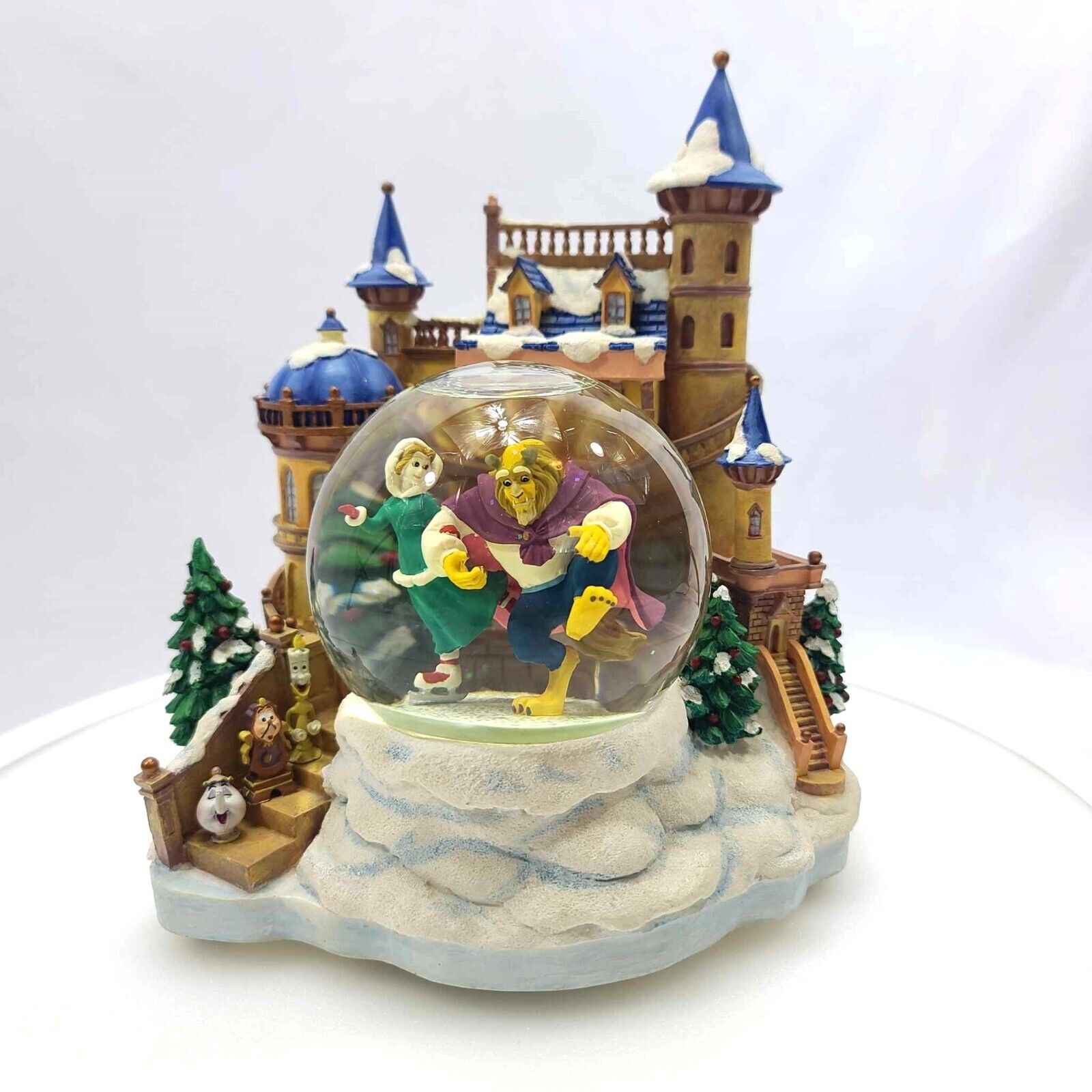 VINTAGE Disney Beauty and the Beast Ice Skating Musical Snow Globe - RETIRED