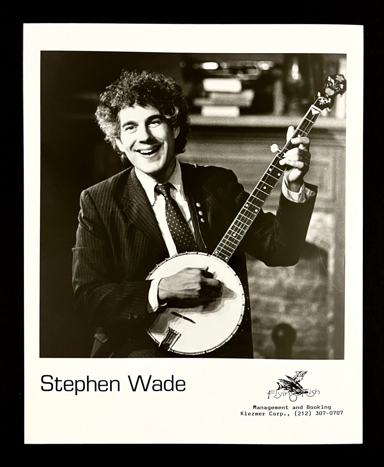 1990s Stephen Wade Folk Musician Author Vintage Promo Photo Flying Fish Banjo