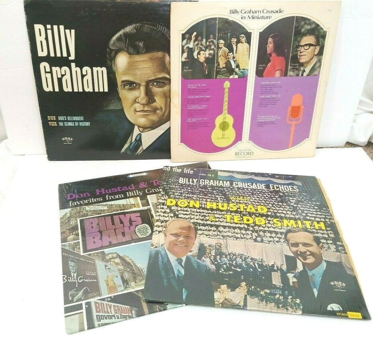 Vtg Billy Graham Crusade Audio Records Lot 33 1/3 RPM Christian Gospel