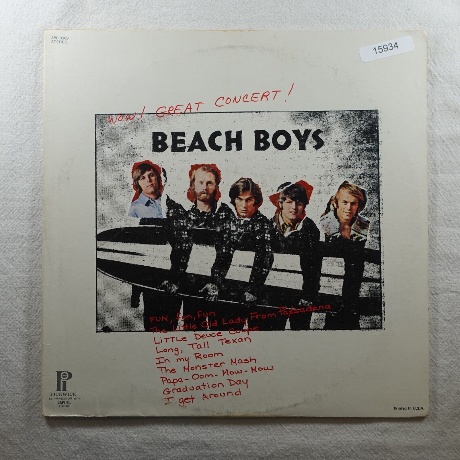 The Beach Boys Wow Great Concert   Record Album Vinyl LP