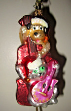 Radko COOL YULE Dog Cat Music Instruments Bass Guitar Christmas Ornament Mint picture