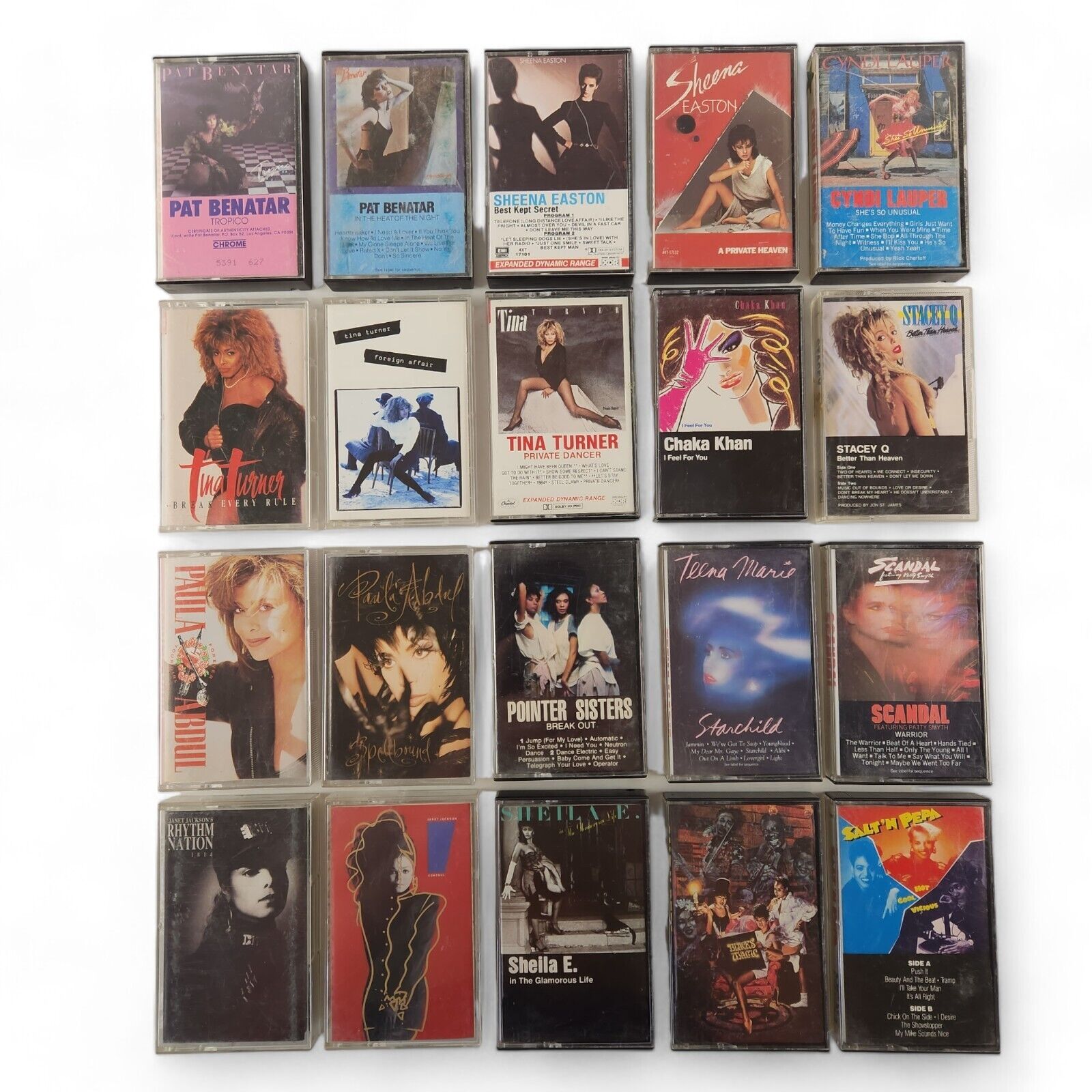 Women 1980s Abdul Sheila E Lauper Easton Tina Turner + Cassette Tape Lot of 20