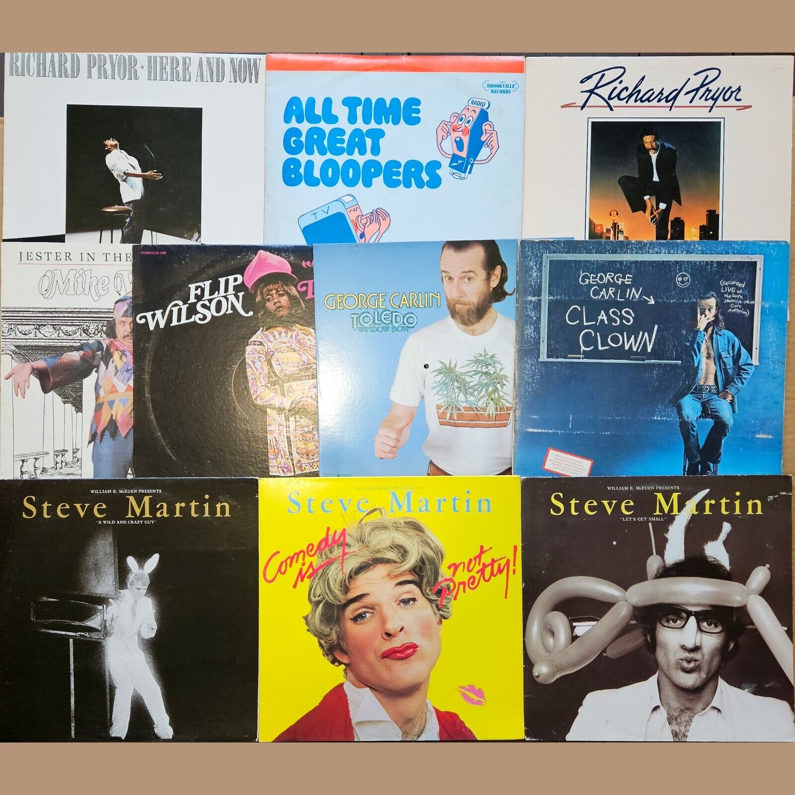 Vintage 11 LP Lot #190: Comedy Records Steve Martin Richard Pryor Bloopers Flip