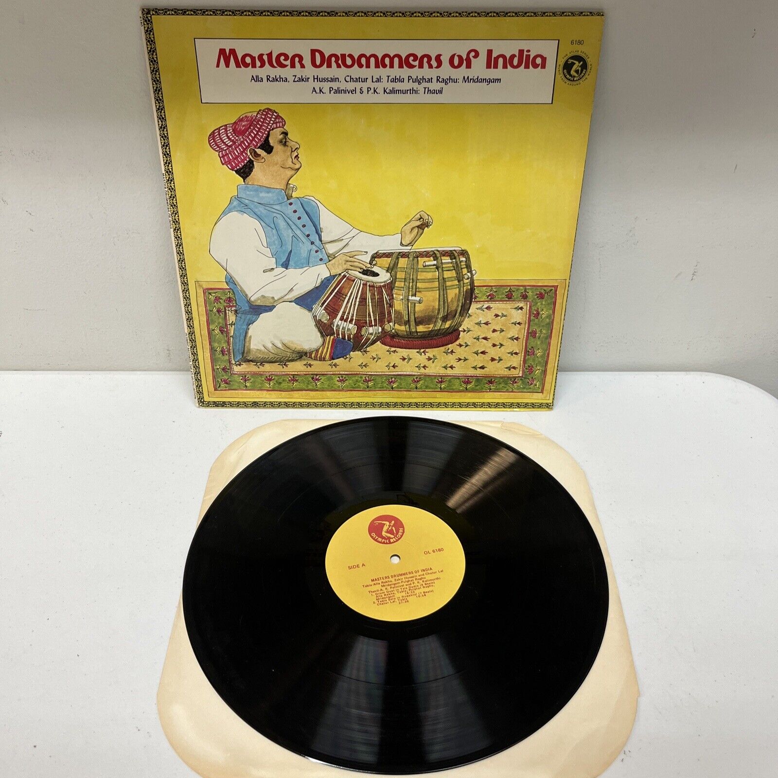 Master Drummers of India Music Lp Vinyl Record 6180 Alla Rakha Zakir Hussain VG+