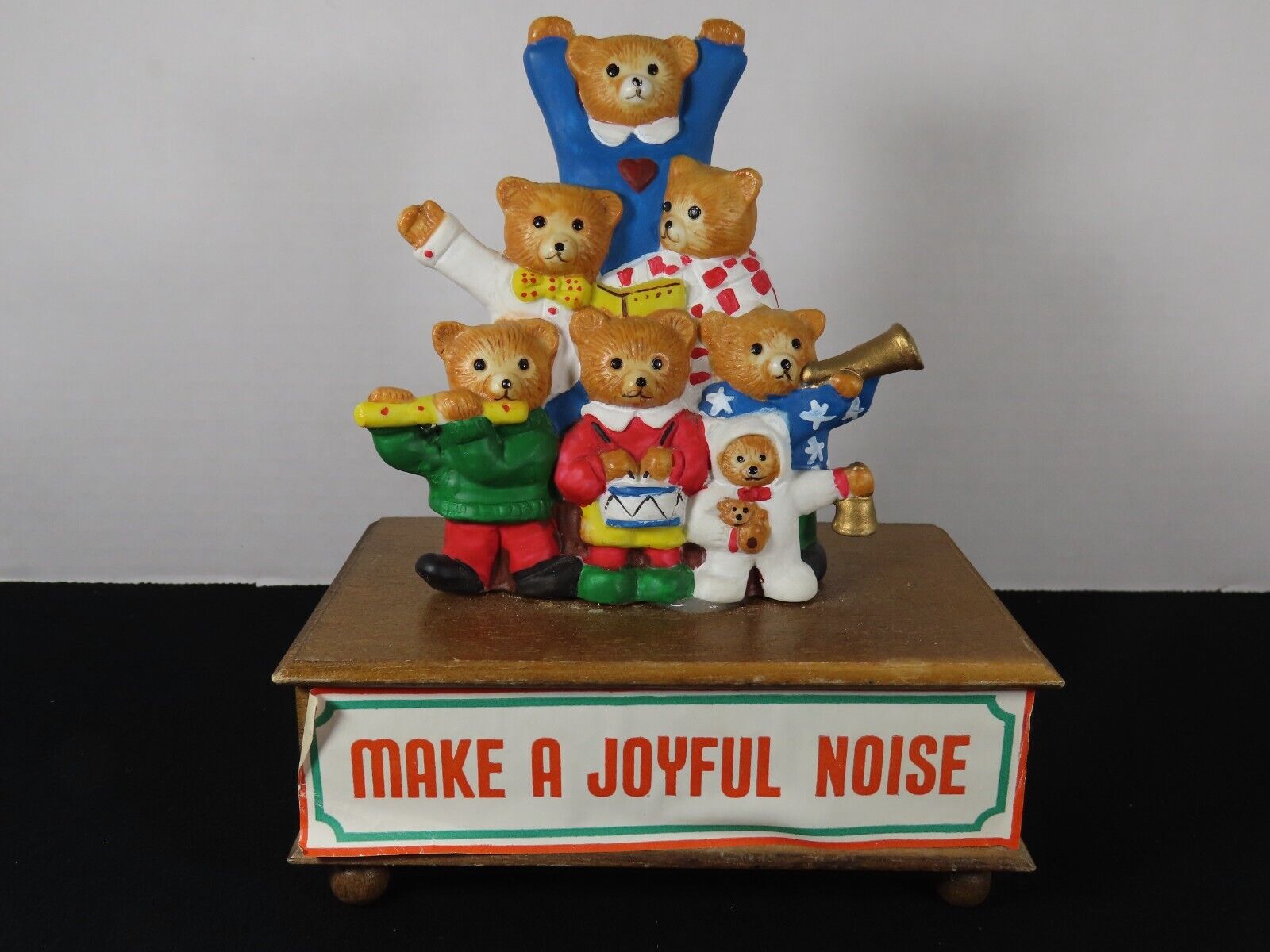 Vintage Teddy Bears Music Box Silvestri Taiwan Christmas Make Joyful Noise B8820
