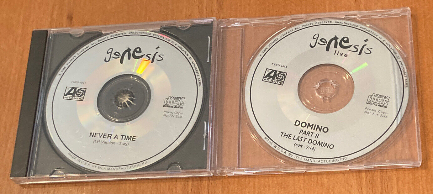 Genesis - 2 Promo CD Singles - Never A Time & Domino Part II