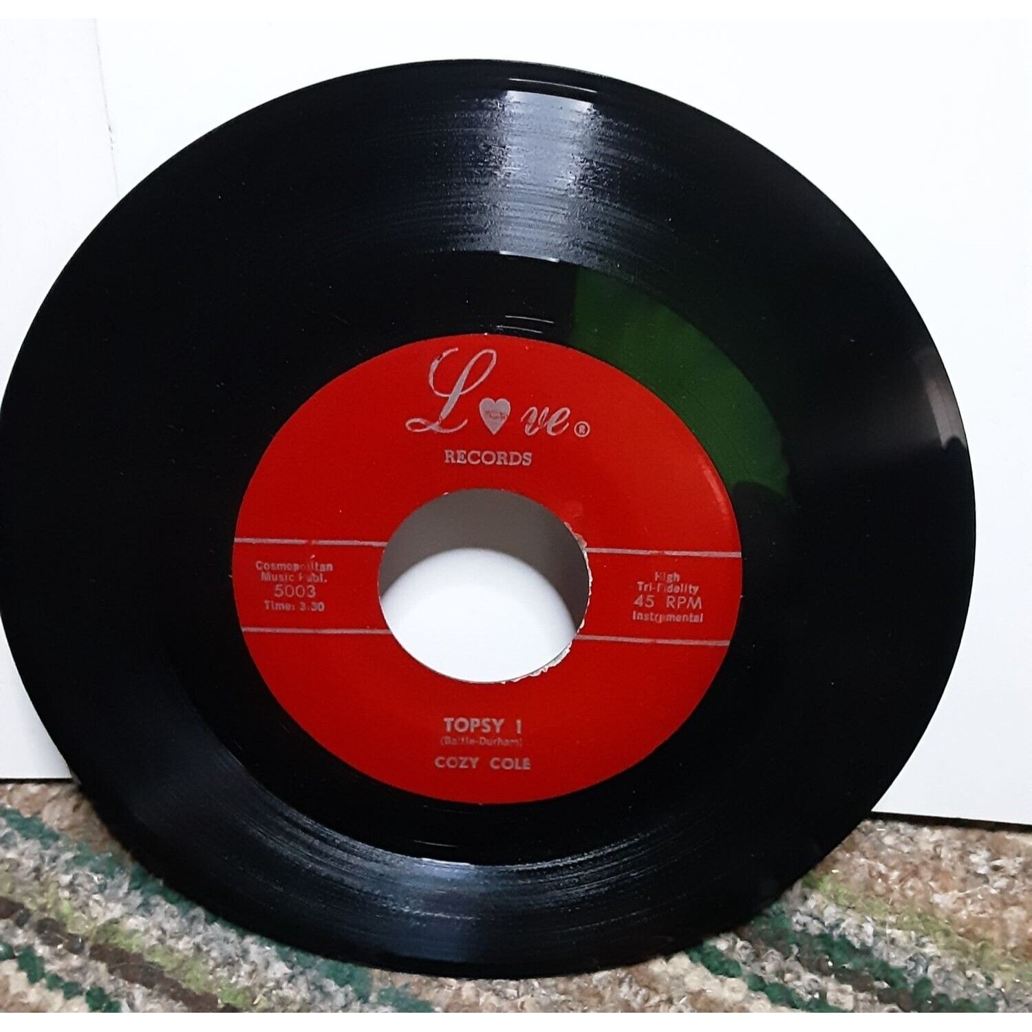 Cozy Cole Topsy 1 Topsy II 45 Record Love Records 5004 1958