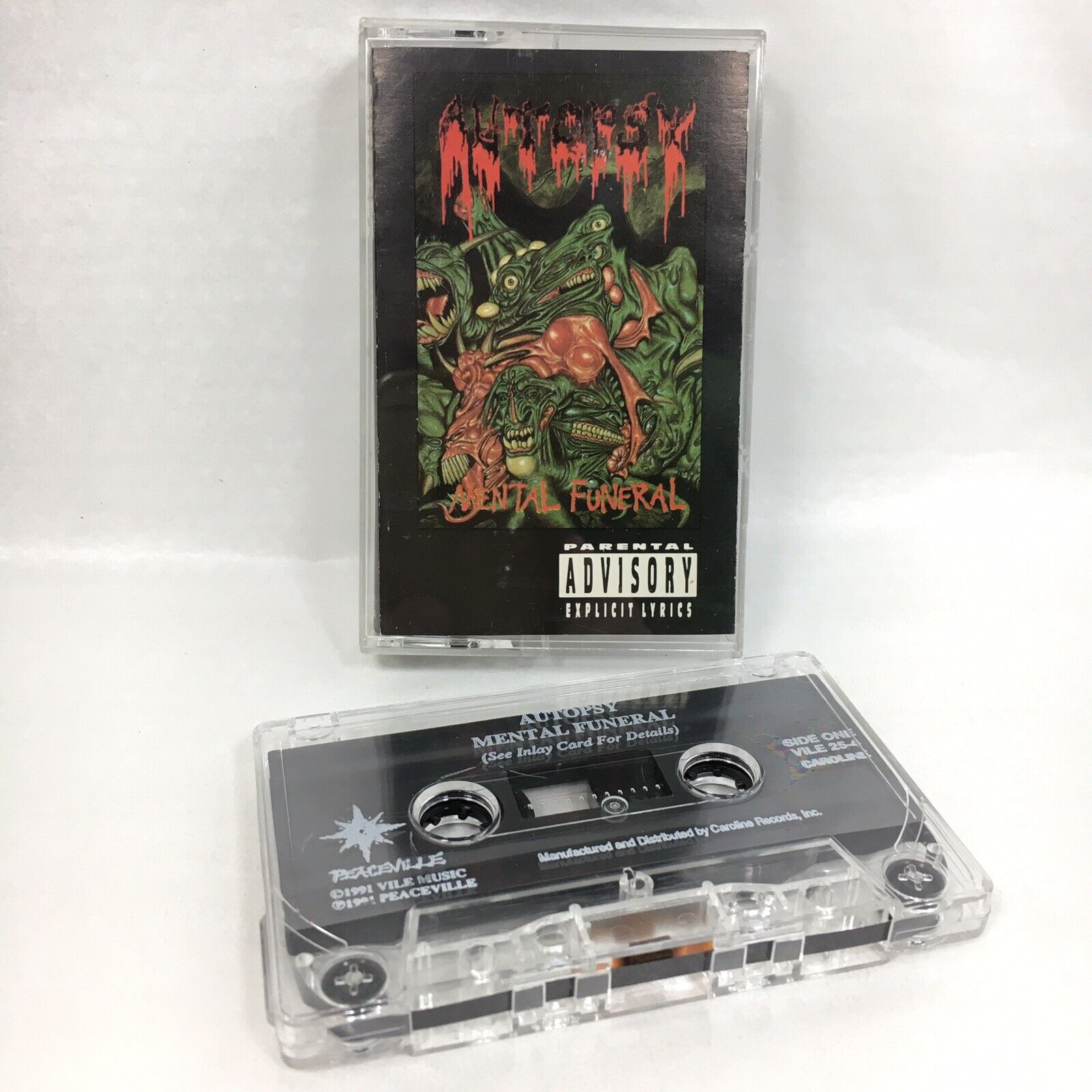 Vtg 1991 AUTOPSY Mental Funeral Cassette Tape Peaceville VILE25-4 Death Metal