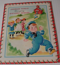 Greeting Card Georgie Porgie Birthday Wishes School House Lyrics Vintage picture