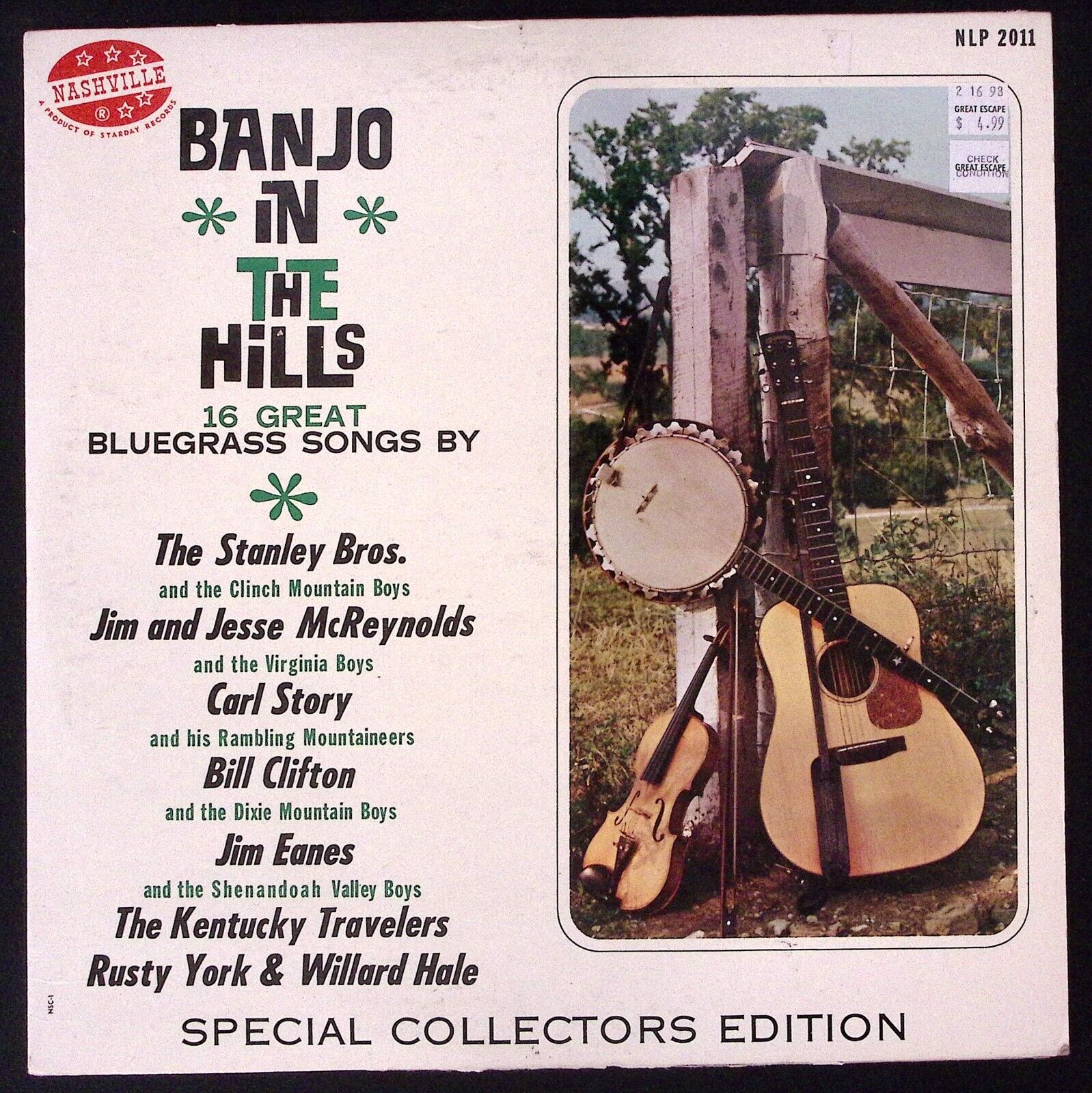 BANJO IN THE HILLS STANLY BROS CARL STORY BILL CLIFTON & MORE VINYL LP 122-33W