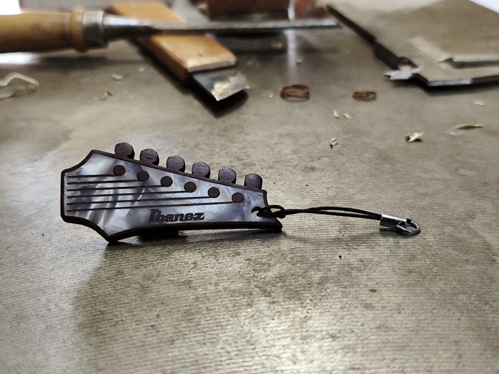 Handcrafted Custom Made Guitar Headstock Keychain Jewelry