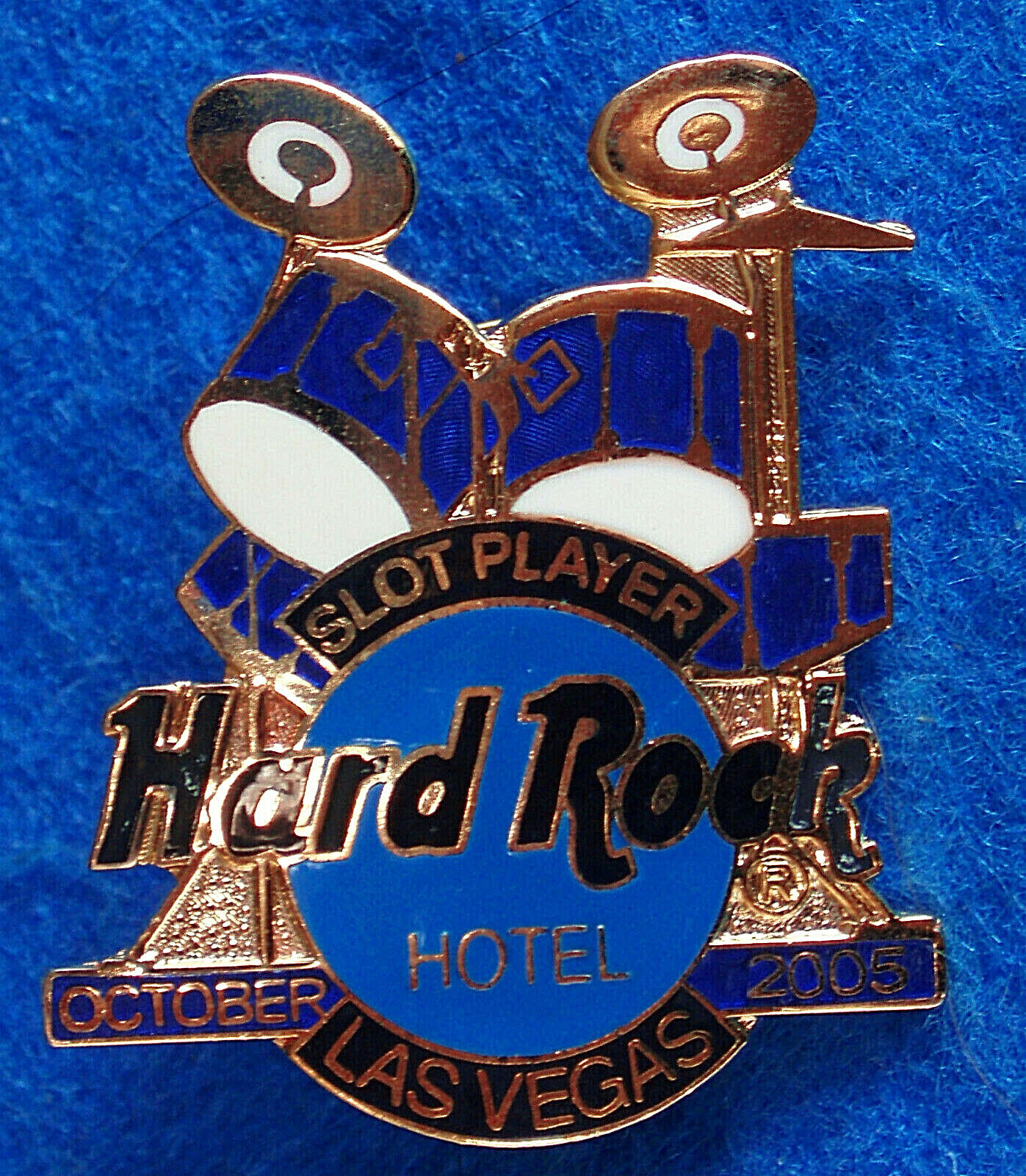 LAS VEGAS HOTEL SLOT SERIES BLUE DRUMKIT DRUMS 2005 Hard Rock Cafe PIN 