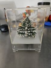 Vintage Christmas Tree in Clear Box Music Box Plays Silent Night 3.75