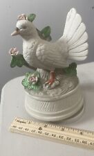 Vintage White Dove On Tree Rotating Music Box Figurine picture