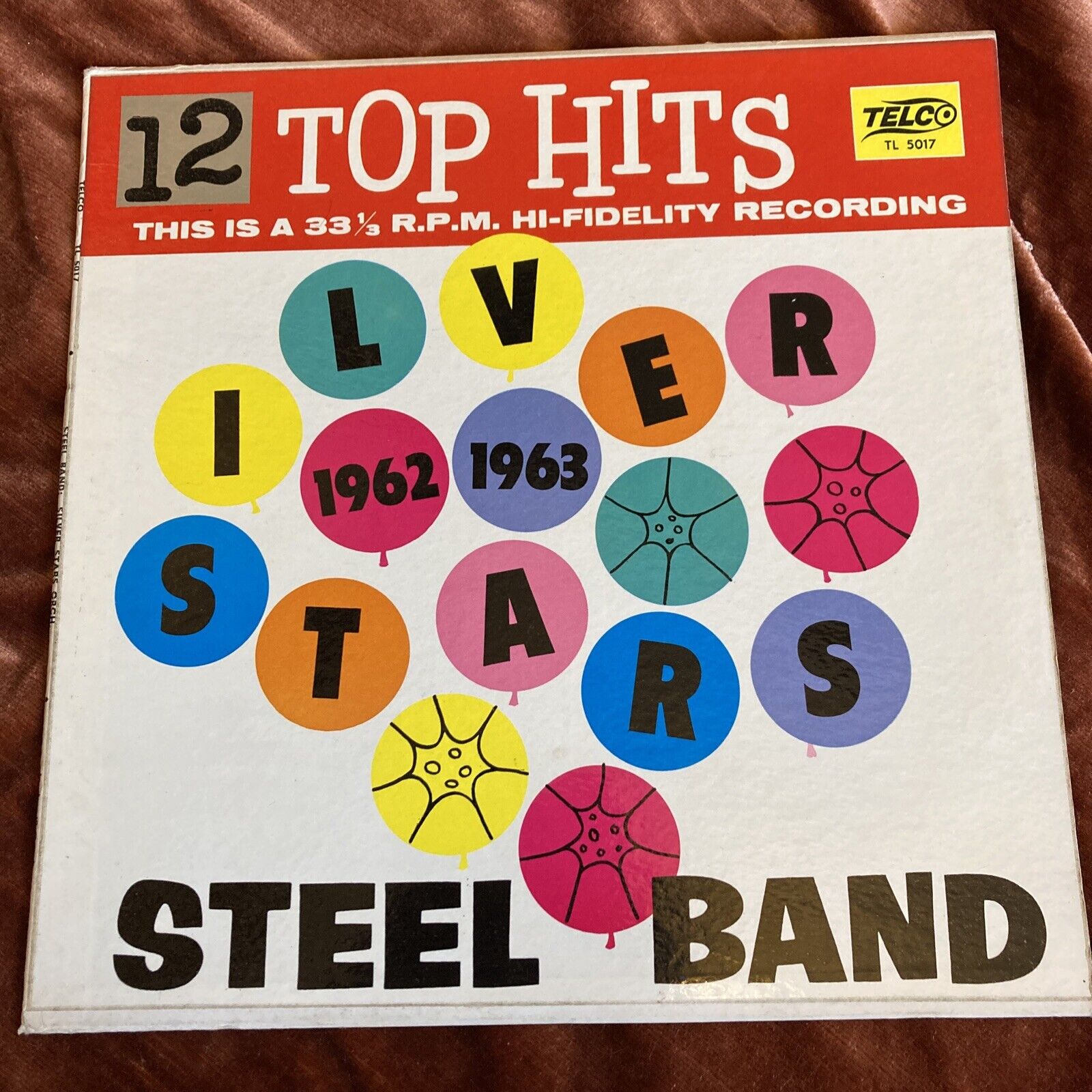 Silver Stars Steel Band Trinidad ‘12 Top Hits’ Vintage Vinyl 12” 1962 TL 5017