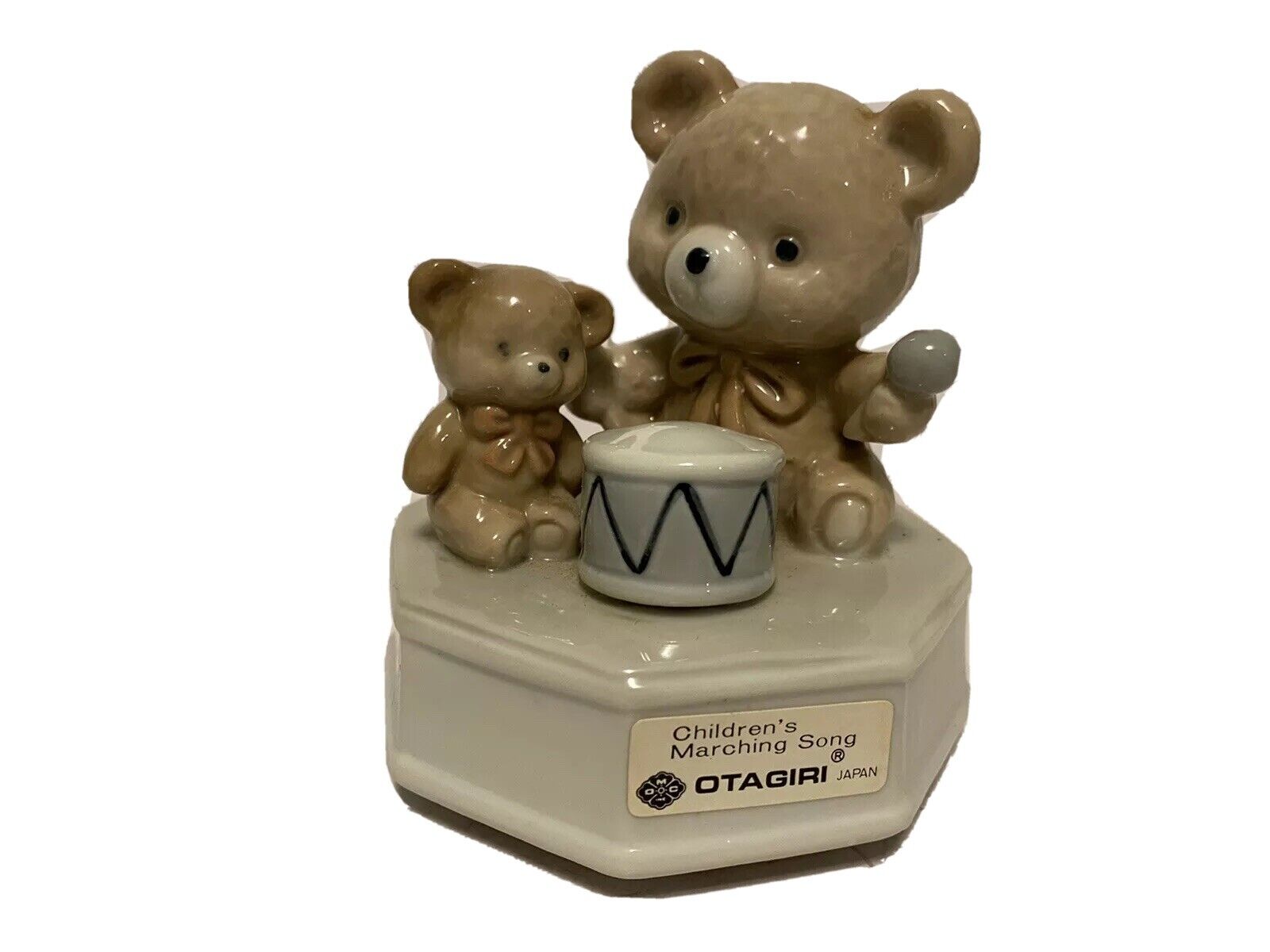 Vintage Music Box Otagiri Japan Children’s Marching Song Teddy Bears Drum