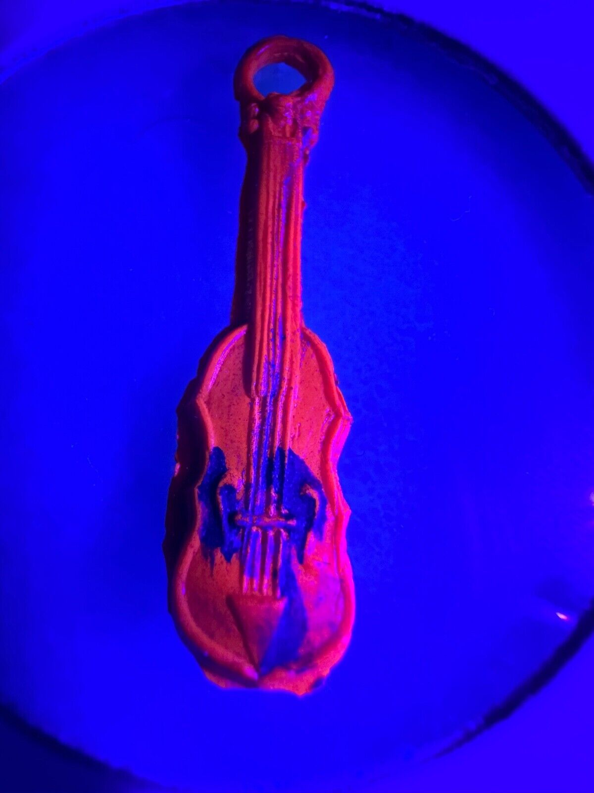 UV REACTIVE RED CELLULOID Guitar Violin Charm Cracker Jack Prize Japan