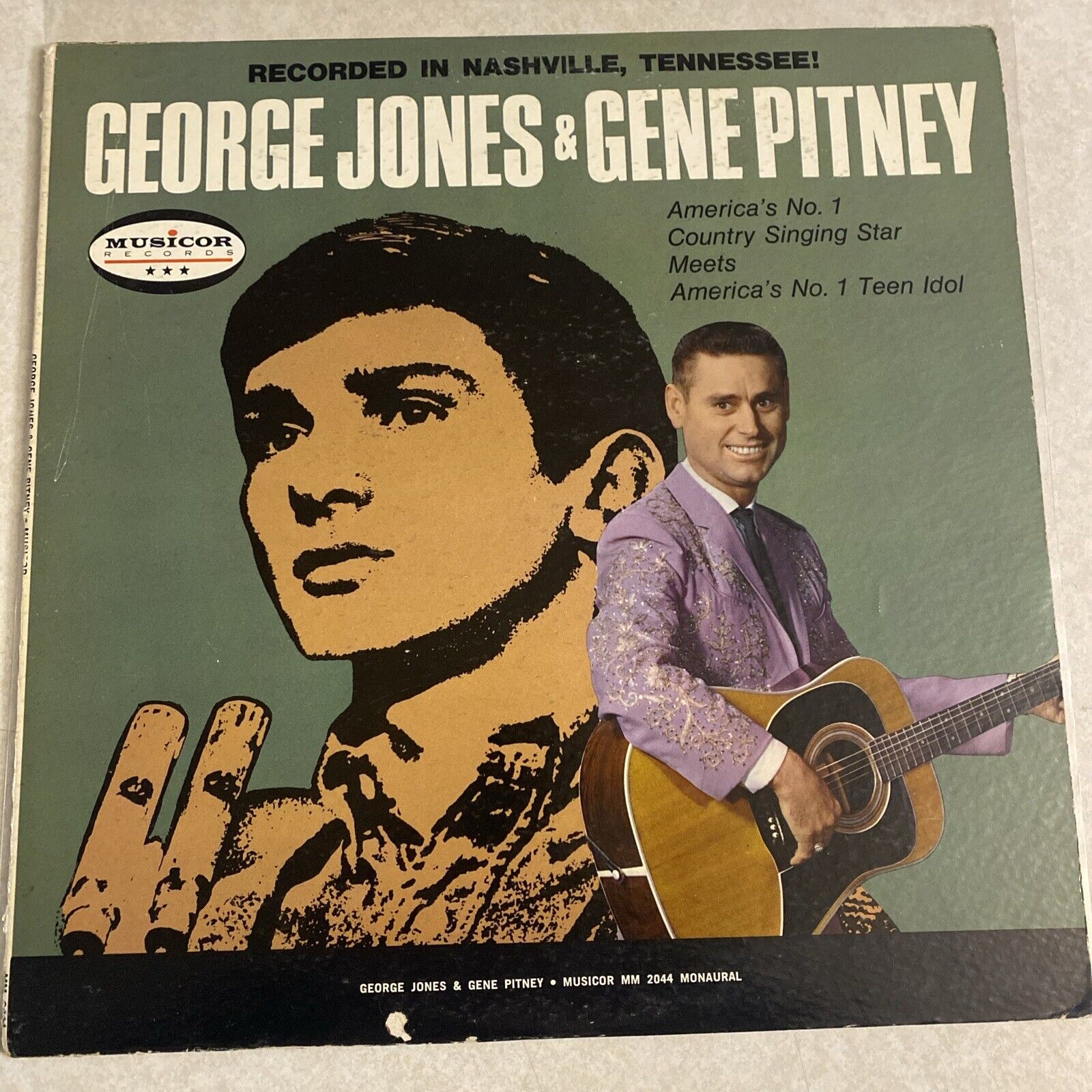 Vintage George Jones & Gene Pitney Self Titled Musicor MM2044 Vinyl LP  Country
