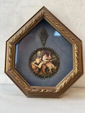 RARE Vintage Gold Gilt Frame French Music Collab Female Male Figural Shadow Box  picture